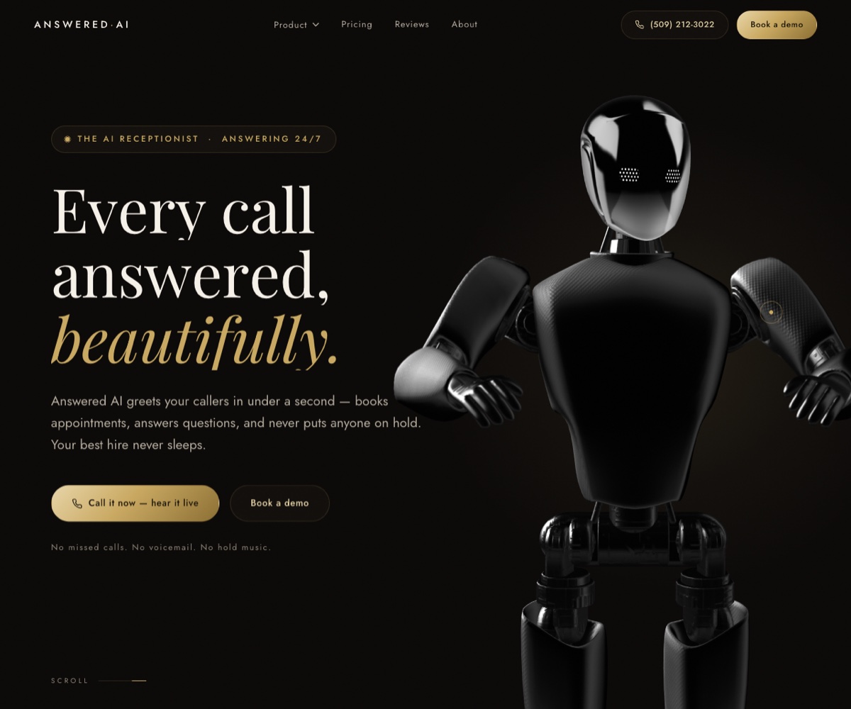 Answered AI homepage