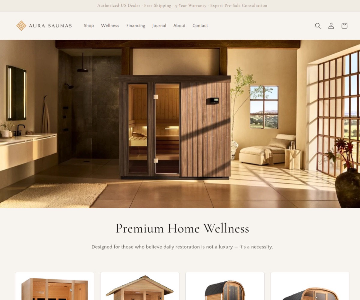 Aura Saunas homepage